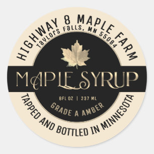 MAPLE SYRUP STAAT NAME EBEL IVORY & SCHWARZ RUNDER AUFKLEBER