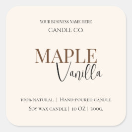 Maple Vanilla | Elegant Fall Soy Candle Label Quadratischer Aufkleber