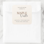 Maple Vanilla | Elegant Fall Soy Candle Label Quadratischer Aufkleber (Tasche)