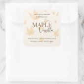 Maple Vanilla | Elegant Fall Soy Candle Label Quadratischer Aufkleber (Tasche)