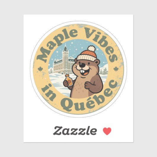 Maple Vibes in Québec mit dem Funny Beaver Aufkleber (Blatt)