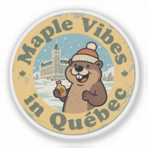Maple Vibes in Québec mit dem Funny Beaver Aufkleber