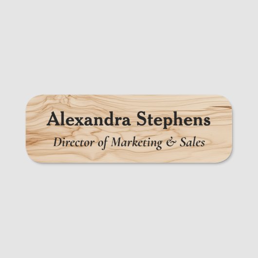 Maple Woodgrain Print Staff Employee Name Tag Namensschild (Vorderseite)