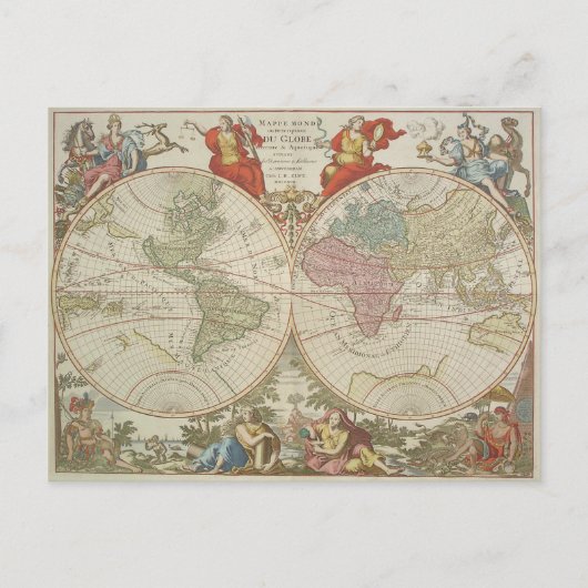 Mappe Monde ou Description du Globe Terrestre & Aq Postkarte (Vorderseite)