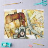 "Maps & Travel Elegance: Adventure Awaits" Seidenpapier (Basteln)