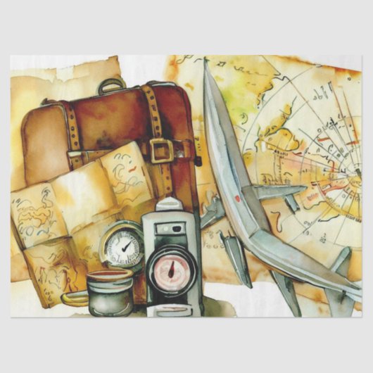 "Maps & Travel Elegance: Adventure Awaits" Seidenpapier (Vorderseite)