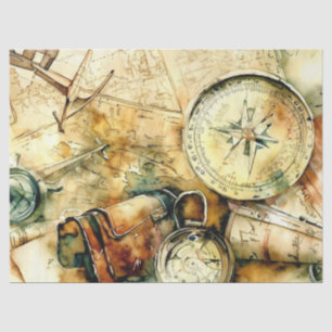 "Maps & Travel Whispers: Adventure Awaits" Seidenpapier