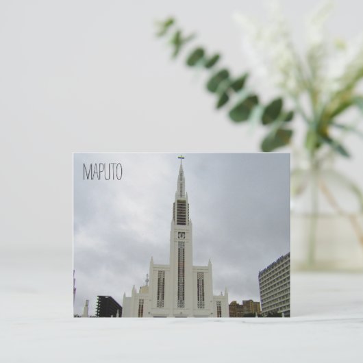 Maputo Kathedrale weiß Postkarte (Stehend Vorderseite)