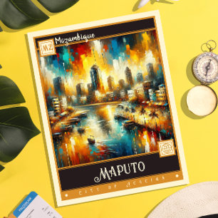 Maputo, Mosambik   Vintage Malerei Postkarte