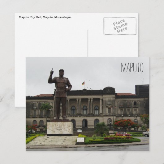 Maputo-Rathausstatue Postkarte (Vorne/Hinten)