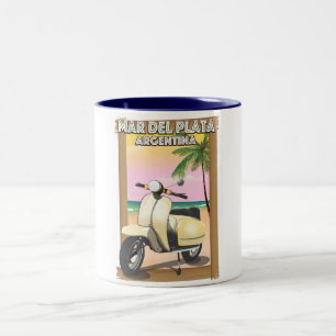 Mar del Plata Strandposter Zweifarbige Tasse