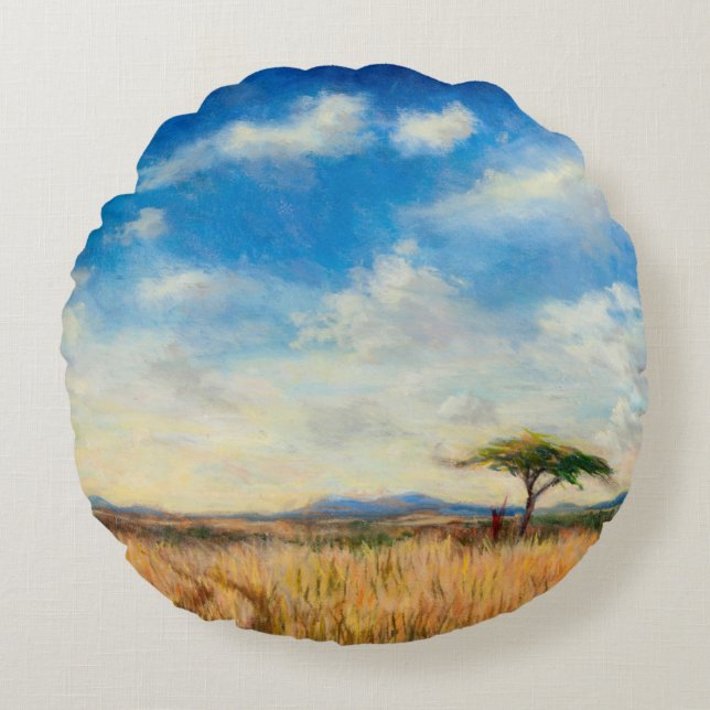 Mara-Landschaft 2012 Rundes Kissen (Vorderseite)