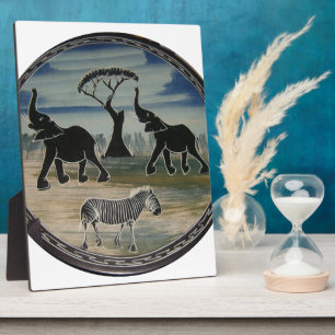 Mara Trompete Ruhm Afrikanischer Elefant Zebra Öl Fotoplatte