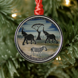 Mara Trompete Ruhm Afrikanischer Elefant Zebra Öl Silbernes Ornament