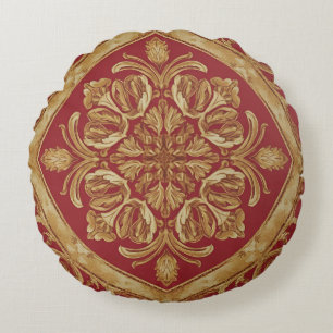 Mara Trompete Ruhm Golden Rotes Ornament Luxus Wur Rundes Kissen