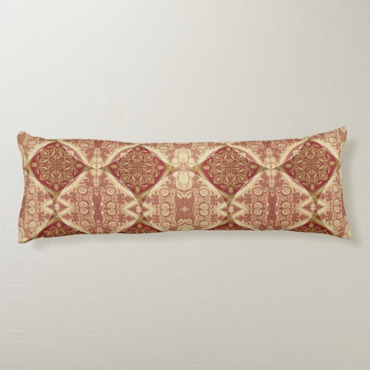 Mara Trumpe Luxurious Extra-Long Golden Red Ornate Seitenschläferkissen (Rückseite)