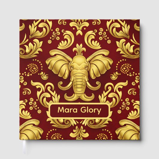 Mara Trumpeting Glory: Crimson & Gold Regal Elepha Gästebuch (Vorderseite)