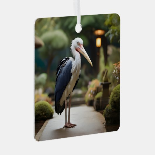 Marabou-Storch in japanischem Garten Ornament Aus Metall (Vorderseite Rechts)