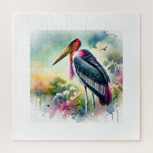Marabou stork in the wild 180924AREF130 - Watercol Puzzle (Vertikal)