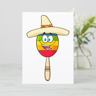 Maraca mit Sombrero Bunte Fiesta Einladung