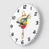 Maraca mit Sombrero Bunte Fiesta Große Wanduhr (Winkel)