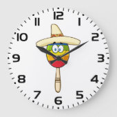 Maraca mit Sombrero Bunte Fiesta Große Wanduhr (Vorderseite)