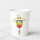 Maraca mit Sombrero Bunte Fiesta Pappbecher (Vorderseite)