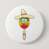 Maraca mit Sombrero Buntes Fest Button (Vorderseite)