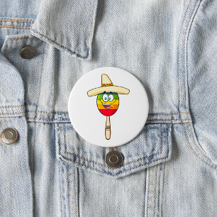 Maraca mit Sombrero Buntes Fest Button
