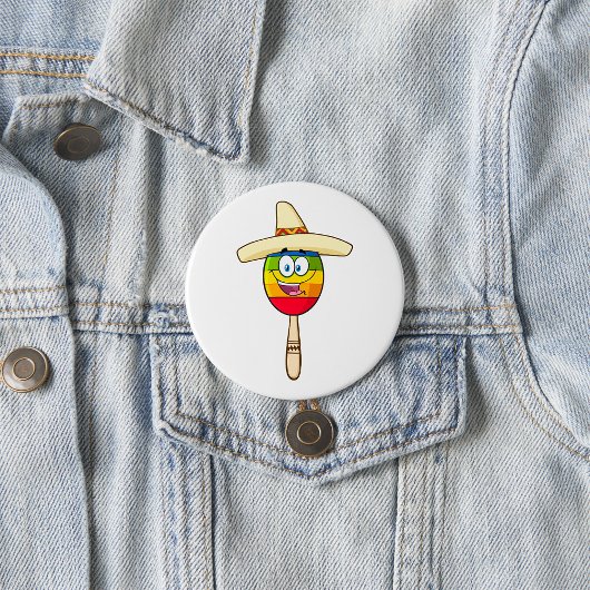 Maraca mit Sombrero Buntes Fest Button