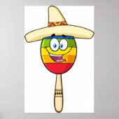 Maraca mit Sombrero Buntes Fest Poster (Vorne)