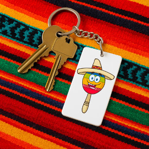 Maraca mit Sombrero Buntes Fiesta Schlüsselanhänger