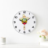 Maraca with Sombrero Colorful Fiesta Große Wanduhr