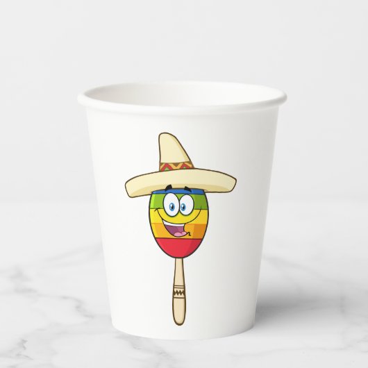 Maraca with Sombrero Colorful Fiesta Pappbecher (Vorderseite)