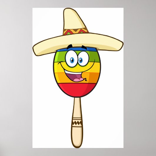 Maraca with Sombrero Colorful Fiesta Poster (Vorne)