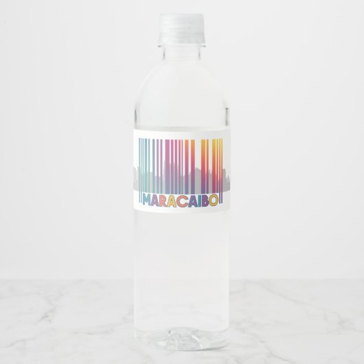 Maracaibo City Barcode Art Latin Pride Wasserflaschenetikett (Vorderseite)