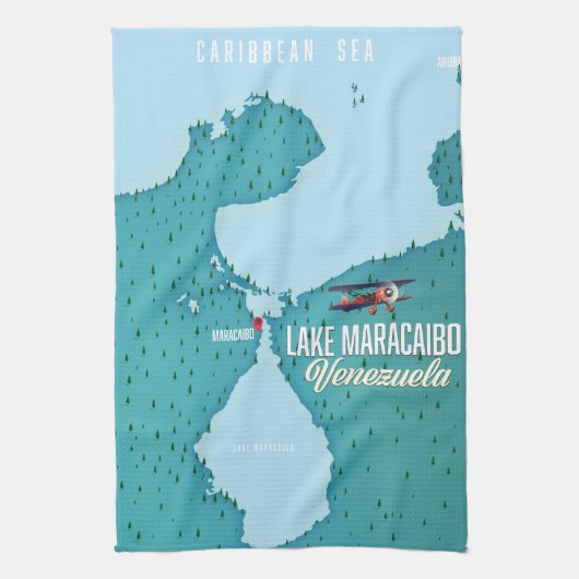 Maracaibo See, Venezuela Karte Navigation. Geschirrtuch (Vertikal)