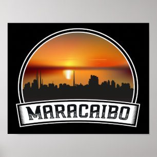 Maracaibo Venezuela Skyline Sonnenuntergang Vintag Poster