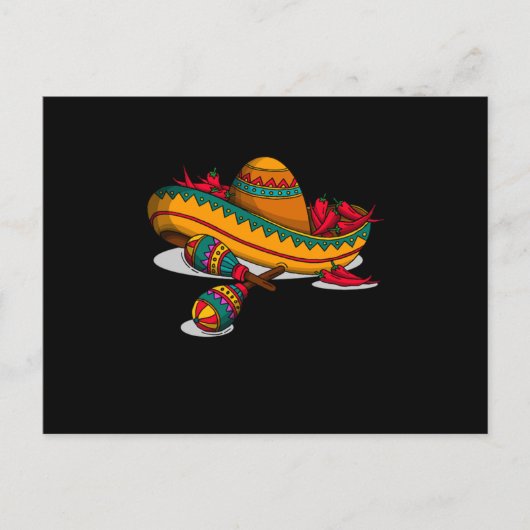 Maracas Sombrero Mexican Music Maraca Player Gesch Postkarte (Vorderseite)