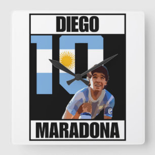 Maradona Quadratische Wanduhr