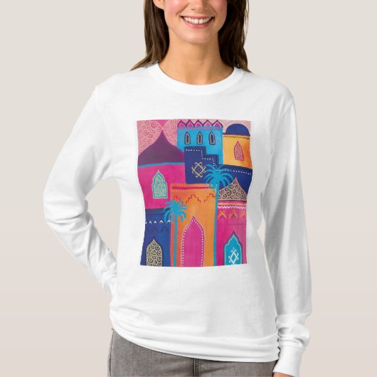 Maraka schöne marokkanische Stadt Farbe lange Ärme T-Shirt (Vorderseite)