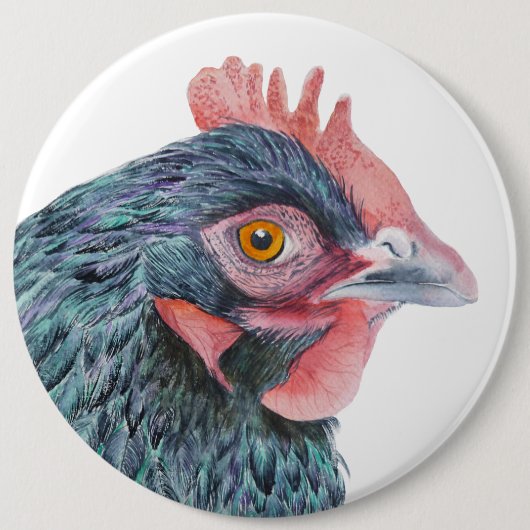 Maran Chicken Hen Watercolor Artwork Button (Vorderseite)