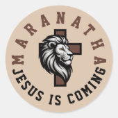 Maranatha Jesus kommt Runder Aufkleber (Vorderseite)