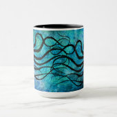 Marandas Krake auf Aqua - 15-Unze-kombinierte Tasse (Zentrum)