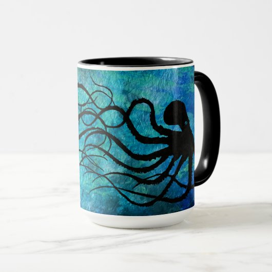 Marandas Krake auf Aqua - 15-Unze-kombinierte Tasse (VorderseiteRechts)