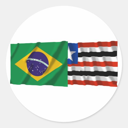 Maranhão & Brasilien Waving Flags Runder Aufkleber (Vorderseite)