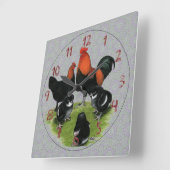 Marans Black Copper Chicken Family Quadratische Wanduhr (Winkel)