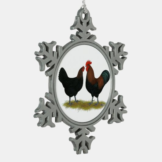 Marans Black Copper Schneeflocken Zinn-Ornament (Links)