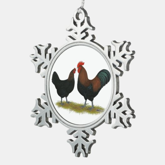 Marans Black Copper Schneeflocken Zinn-Ornament (Rechts)