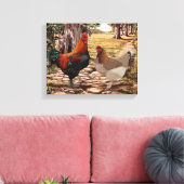 Marans Hen und Rooster in einer waldreichen Umgebu Leinwanddruck (Insitu (Wohnzimmer))